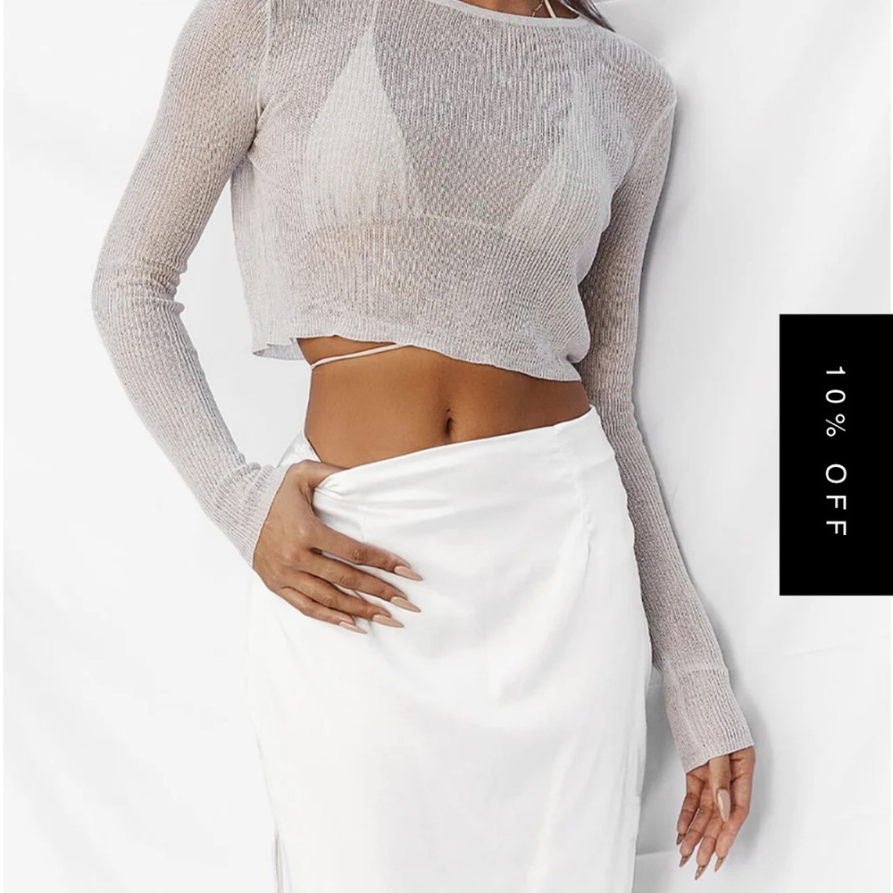 All Things Golden Cropped Knit Long Sleeve Lrg